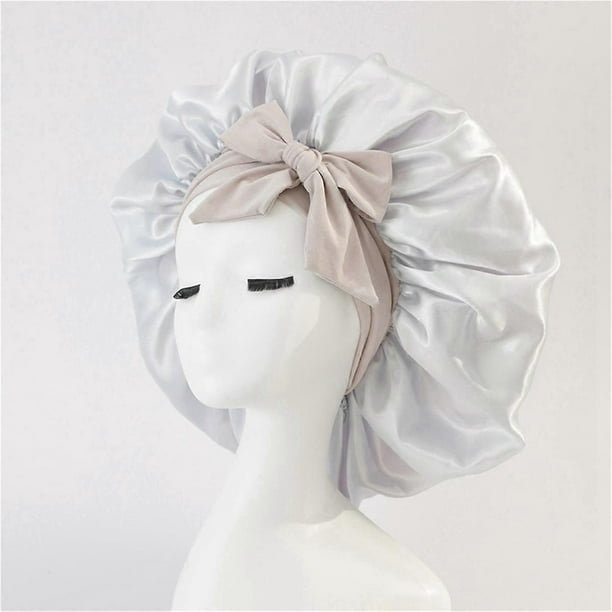 Women Hat Night Sleeping Shower Cap High Elastic Hair Bonnet Hat Head Cover Hair Care Bonnet Blue