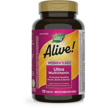 Nature’s Way Alive! Women’s 50  Ultra Potency Complete Multivitamin Tablets, Vitamins B12, C, 150ct