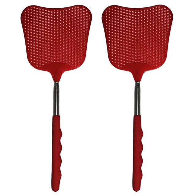 Matamoscas Telescópicos Varilla Acero Inoxidable Plástico Color Rojo 2 Uds.