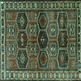 thumbnail image 1 of Ahgly Company Machine Washable Indoor Square Persian Turquoise Blue Traditional Area Rugs, 7' Square, 1 of 4