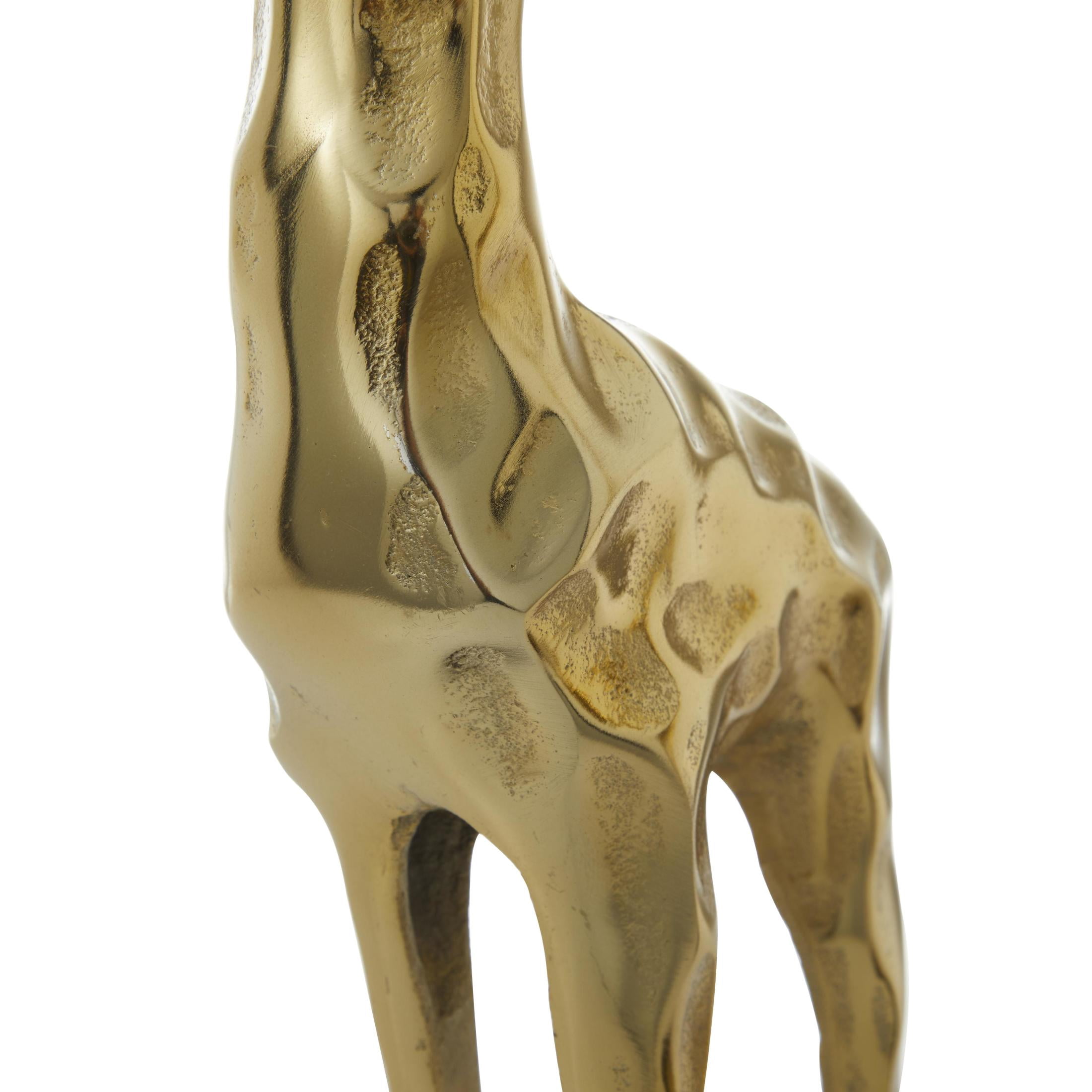 27", 24"H Gold Aluminum Metal Giraffe Sculpture, by DecMode (2 Count)