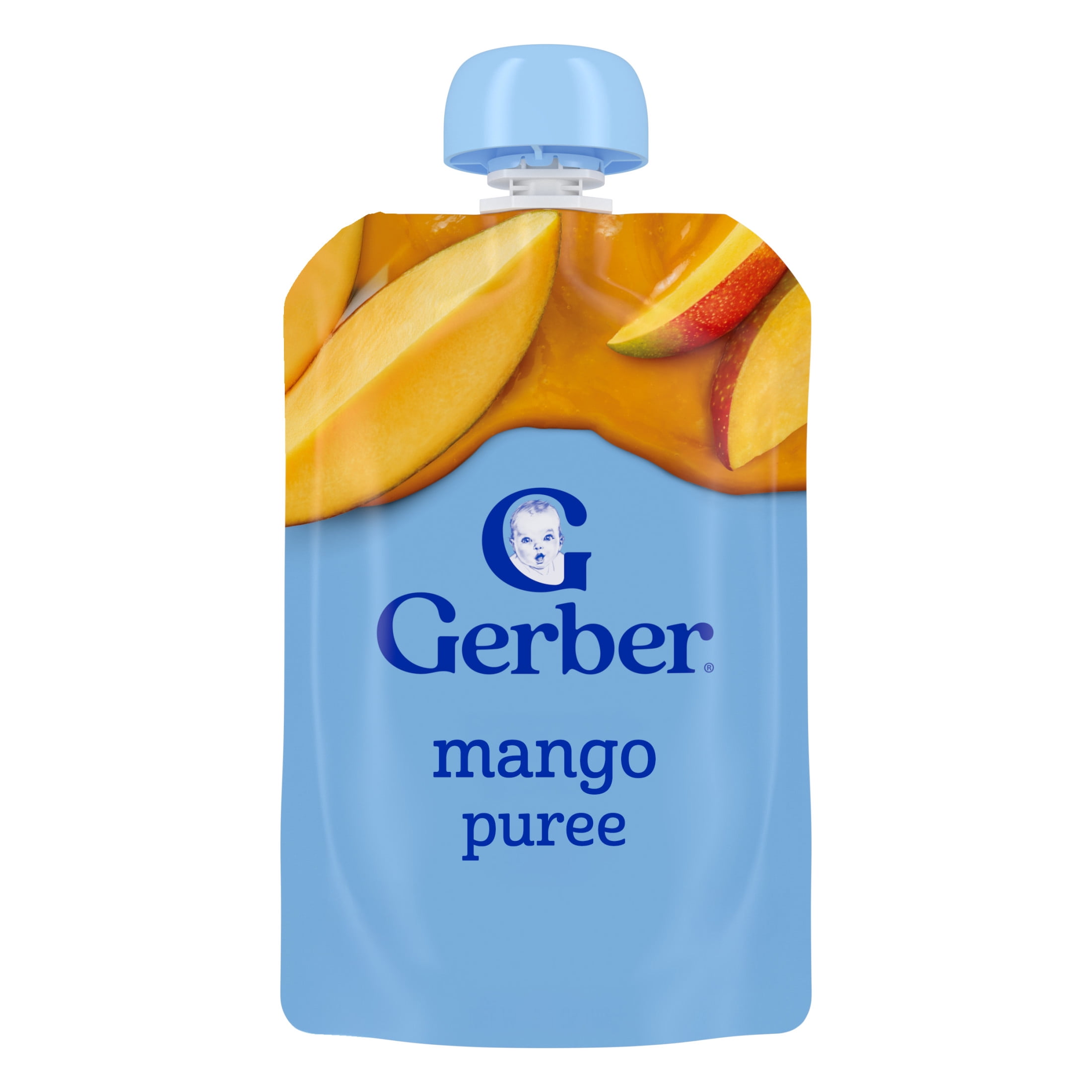 (3 pack) Gerber Stage 2 Baby Food, Mango Puree Pouch 12 ea