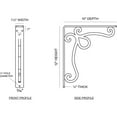 thumbnail image 2 of Ekena Millwork 1 1/2"W x 10"D x 12"H Orleans Wrought Iron Bracket, (Single center brace), Antiqued Pewter, 2 of 8