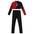 thumbnail image 4 of YiZYiF Kids Girls Athletic Set 2Pcs Sports Gym Suit Outfit Cutout Back Crop Top with Leggings Jogger Set Red&Black 8, 4 of 5
