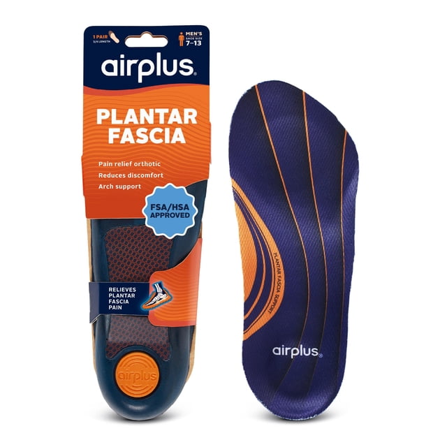 Plantilla ortopédica Airplus para fascitis plantar, 3/4 de largo, con talón de gel