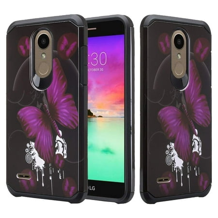 Ipod 4 Cases Black And Purple LG Stylo 4 Case, LG Q Stylus Case, SOGA Hybrid Dual Layer Astro Armor Smooth Protective Case Compatible for LG Stylo 4/LG Q Stylus Phone Cover ShockProof - Purple Butterfly ()