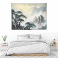 thumbnail image 3 of ONETECH  Japanese Painting Tapestry Wall Hanging Asian Chinese Landscape Bedroom Decor for Men Oriental Ink Watercolor Mountain Trees Black Artwork Print Bedroom Living Room, 3 of 7