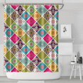 thumbnail image 2 of Extra Long Boho Shower Curtain 72x84 Inches - Vintage Floral & Tropical Leaves Pattern, Waterproof Bohemian Bathroom Decor with 12 Hooks, Tribal Rustic Style, 2 of 5