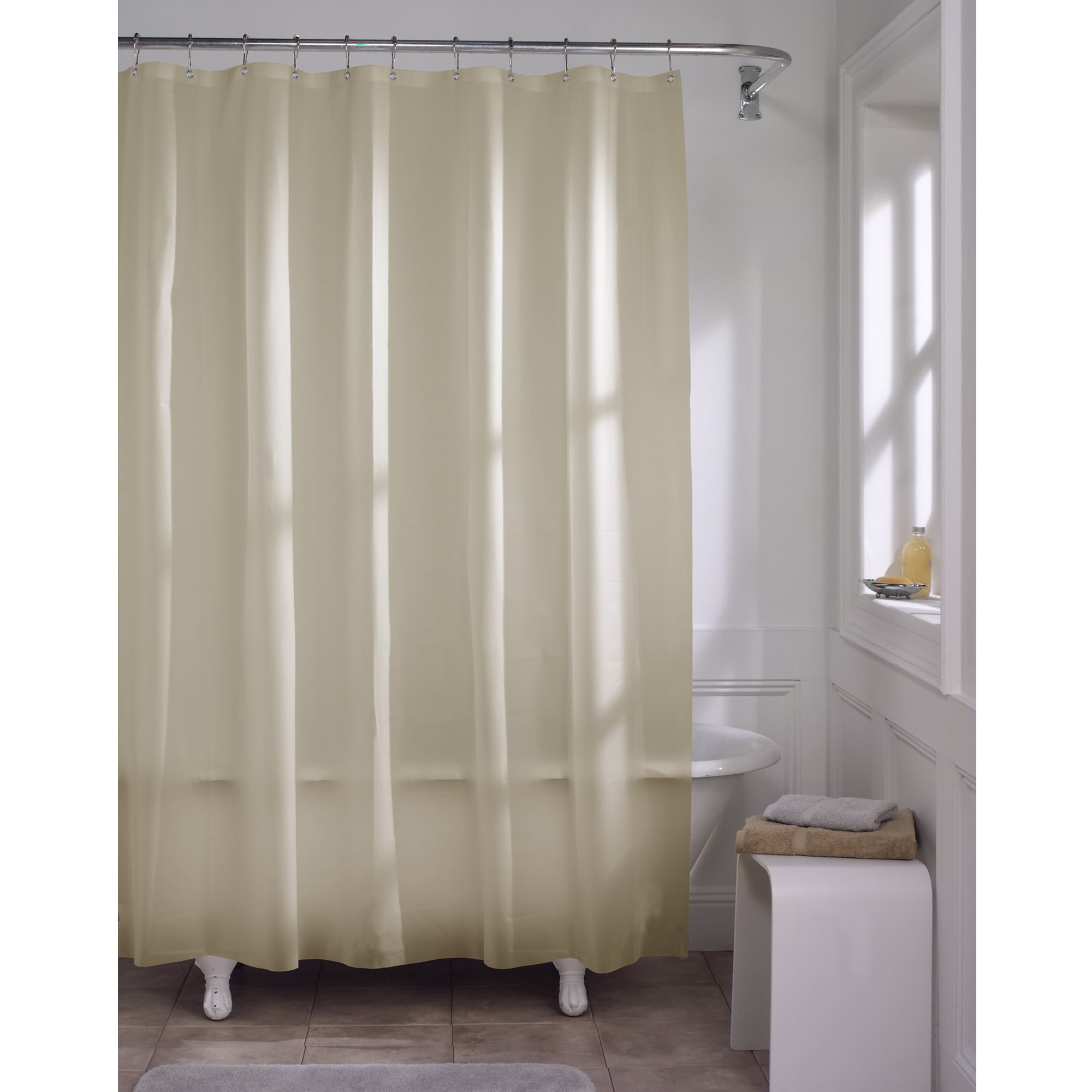 Maytex Premium Super Heavyweight Solid Print Vinyl Shower Curtain Liner, 72" x 72", Beige, Pack of 2