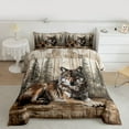 thumbnail image 2 of Feelyou Jungle Wildlife Wolf Queen Comforter Set, Countryside Animal Bedding Sets, Rustic Wooden Plank Reversible Bedding Comforter Set, Microfiber Bedroom Decor, 3 Pieces, 2 of 8