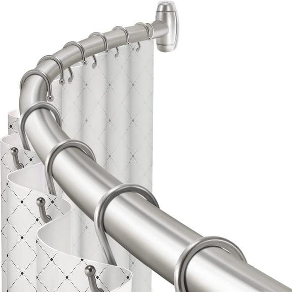 Curved Shower Curtain Rod, Round Shower Curtain Rod 48-72 Inches Adjustable, Rounded Bowed Stainless Steel Shower Rods for Bathroom, Bathtub, More Shower Space, Brushed Nickel, Need to Drill
