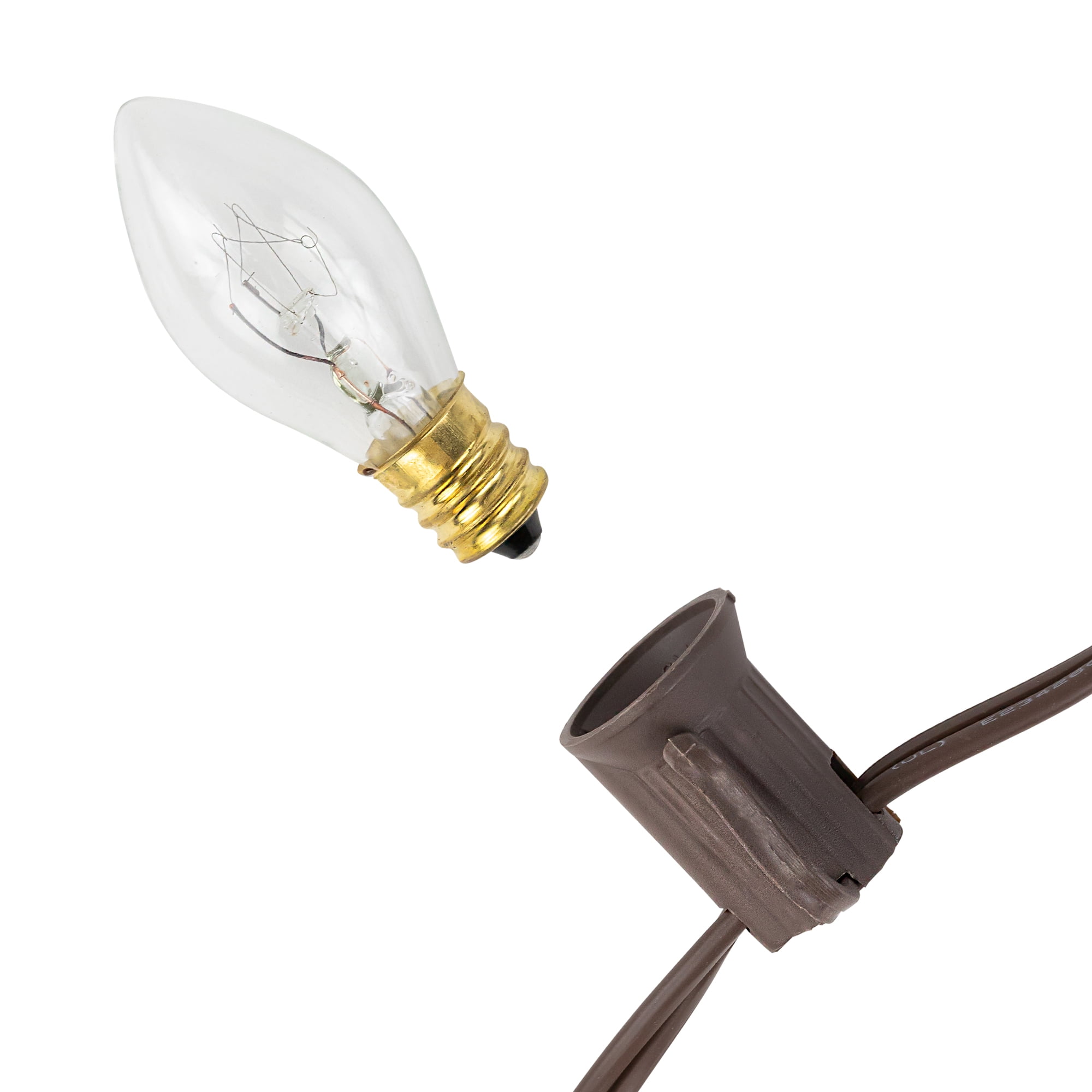 Northlight C7 Christmas String Lights - Clear - 24' Brown Wire - 25ct