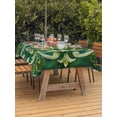 thumbnail image 4 of 60x120 Inch Outdoor Tablecloth with Umbrella Hole Zipper Rectangle Green Yellow Flower Ethnic Rectangular Tablecloths Outside Waterproof Boho Vintage Abstract Patio Table Cloth Cover for Picnic Party, 4 of 8