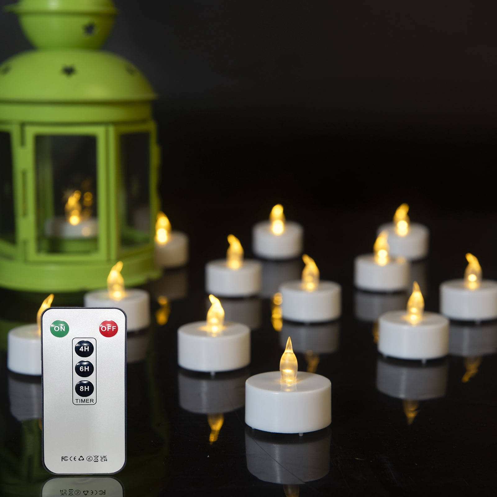 HANZIM 12 Pcs LED Tea Light Candles with Remote Control,Flickering Flameless Candle,Long Lasting 400+Hours,Battery Operated,with Timer for Home Decoration