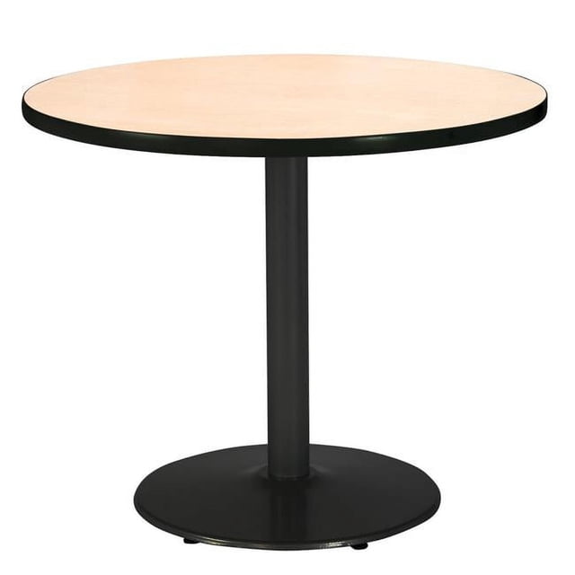KFI 36" Piédestal Table Ronde avec Base Noire Ronde Supérieure Naturelle