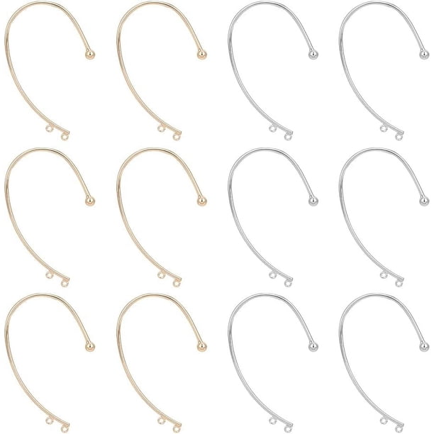 12 piezas de 2 colores DIY Ear Cuff Metal Ear Cuffs Ear Wrap Ear Cuffs Accesorios con 2 bucles Ear Cuff de 53 mm de largo