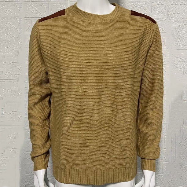 Suéter de hombre de otoño e invierno, jersey de cuello redondo de manga larga con costuras, suéter ajustado