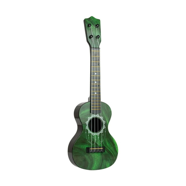 Green Kid Hippo Pattern Guitar Ukulele Simulation Musical Instrument Toy Playable Strings Educational Early Learning Develops Rhythm Skills Plastic Construction Mini Size For Kids Beginner