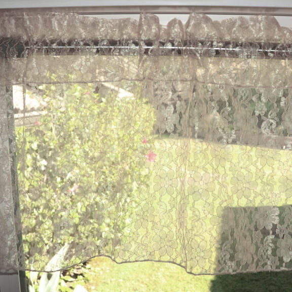 Floral Lace Window Valance 58 Inch Wide Champagne