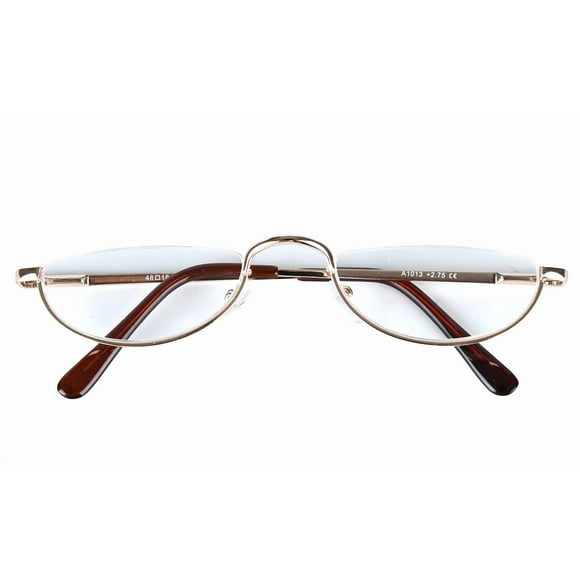 Agstum Half Moon Readers Spring Hinge Reading Glasses Single Vision (+1.25, Gold)
