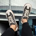 thumbnail image 5 of Men's Black White Retro Leather Trainer Shoes Non Slip Gum Sole Casual Walking Sneakers, 5 of 10