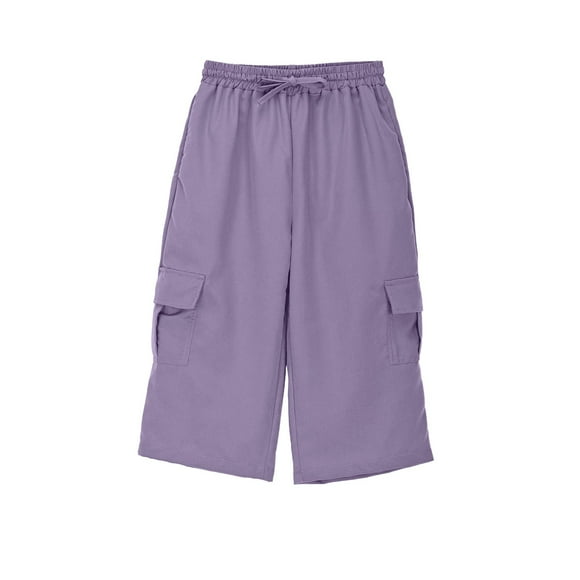 awzxde Boy Toddler Easter Outfit Boy's Spring And Summer Street Leisure Sports Pocket Drawstring Stretch Waist Color Cargo 7 Division Of Labor Pants Light Purple,11-12 Years