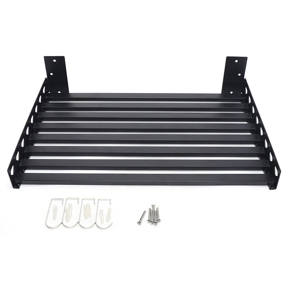 DENEST Microwave Oven Bracket Shelf Kitchen Holder Storage Rack Wall Mount with 4 Hooks