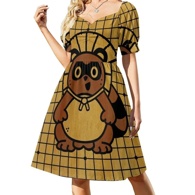 El vestido de manga corta Tenuki Tanuki vestidos con mangas largas conjuntos de verano para mujeres vestidos casuales
