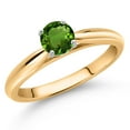 thumbnail image 2 of Gem Stone King 10K Yellow Gold Green Chrome Diopside Solitaire Engagement Ring for Women (0.50 Cttw, Round 5MM, Gemstone, Available in Size 5, 6, 7, 8, 9), 2 of 4