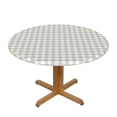 thumbnail image 2 of YFYANG Round Fitted Table Cloth, Waterproof Gray Plaid Texture Pattern Polyester Table Cover, Indoor Outdoor Decorative Tablecloths with Elastic Edge, 2 of 7