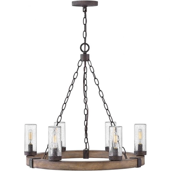 6 Light Medium Outdoor Low Voltage Hanging Lantern in Rustic Style 24 inches Wide By 23.25 inches High-Sequoia Finish-Led Lamping Type-E12 Candelabra