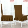 thumbnail image 4 of PiccoCasa 2Pcs Stretch Spandex Dining Chair Slipcovers, Ruffled Skirt Chair Protectors CoffeeColor, 4 of 6