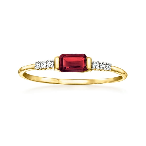 Pure Collection by Ross-Simons 0.30 Carat Garnet Ring With Diamond Accents in 14kt Yellow Gold, Women's, Adult