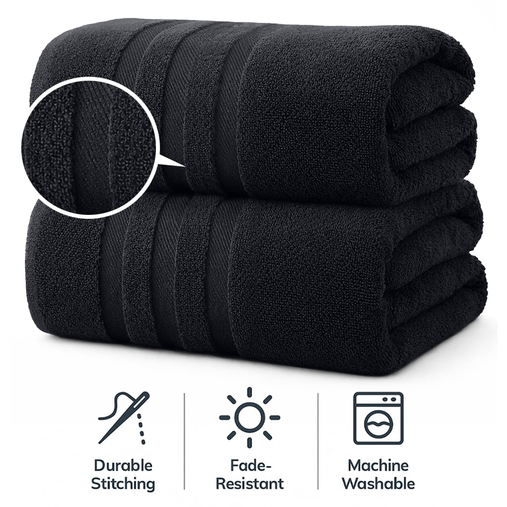 RIVERSIDE 2 Pack Luxury Bath Sheets 35×70 Soft Quick Dry Extra Large Cotton Towels 600 GSM Hotel Quality Spa - Charcoal