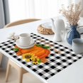 thumbnail image 3 of Thanksgiving Pumpkin Sunflower Placemats Set of 2 It's Fall Y'all Black Plaid Heat Insulated Linen Place Mats, Washable Stain-Proof Table Mats for Dining Tables Holiday Decor 13x19inch, 3 of 9