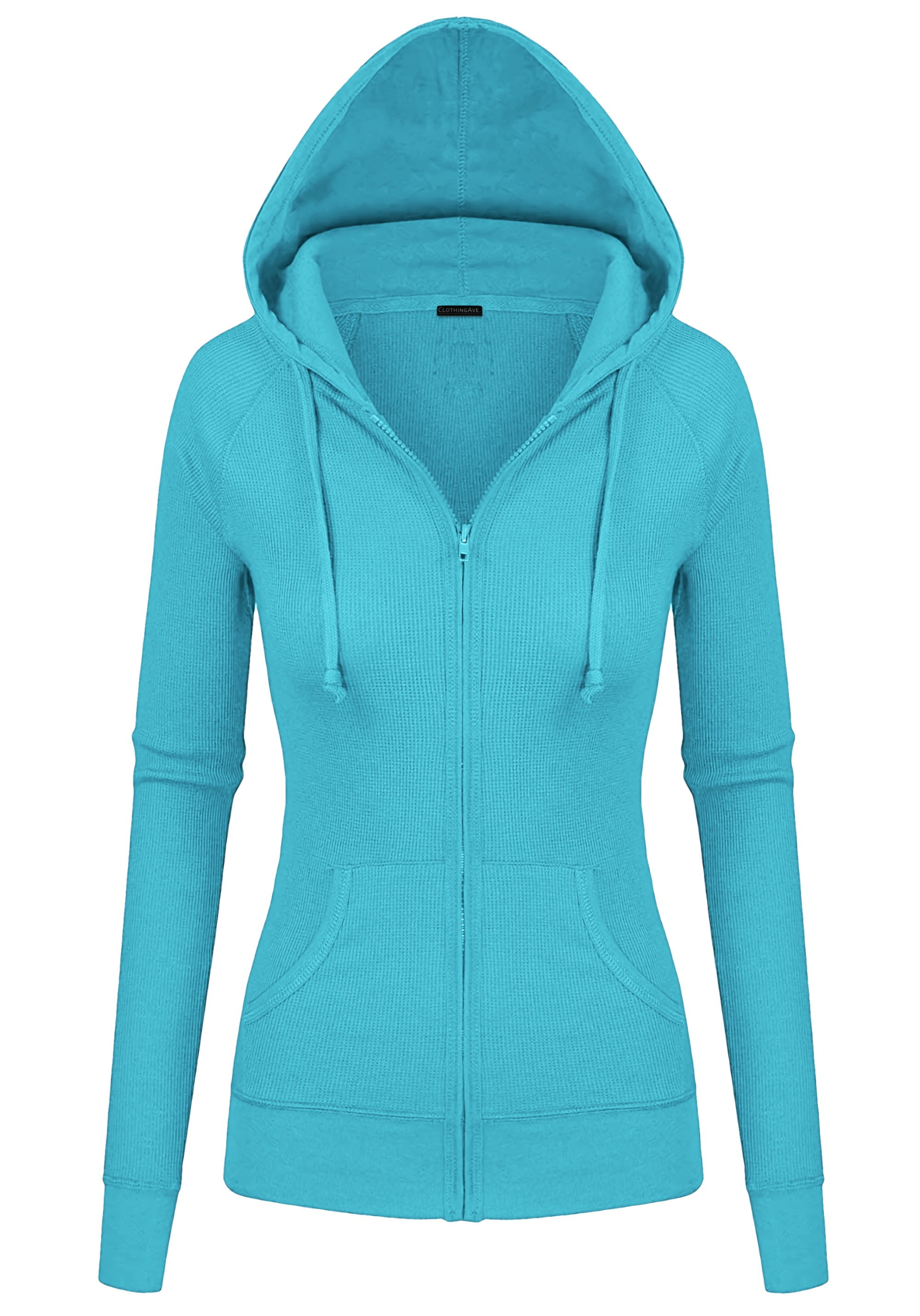 ClothingAve. Women's Active Thermal Zip Up Lightweight Hoodie Casual Warmup Jacket with Kangaroo