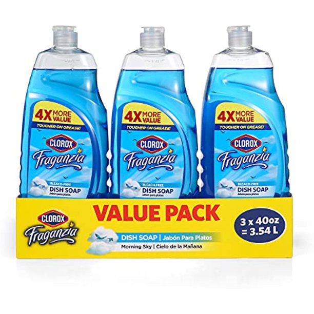 Clorox Fraganzia Dish Soap In Morning Sky, 40 Ounce Value Pack (3 Count
