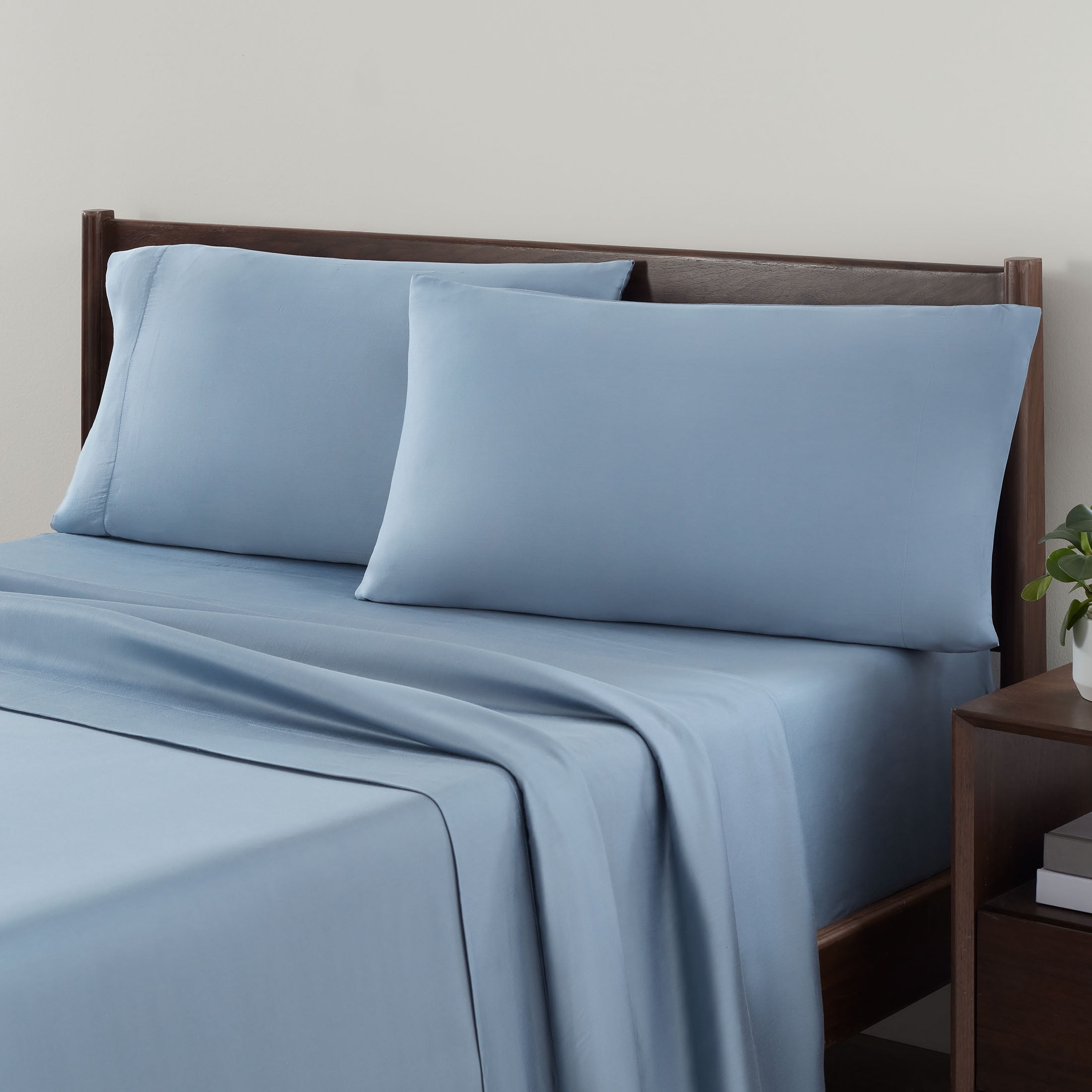 Allswell Soft & Silky 4-Piece Blue Illusion Rayon Derived from Bamboo Sateen Bed Sheet Set, Full