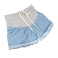 thumbnail image 4 of Pantalones Cortos De Mezclilla De Maternidad Pantalones Cortos De Soporte De Embarazo De Moda con Cordón Transpirable Suave Y Fino para Verano Borde Tirado Azul Claro M, 4 of 9