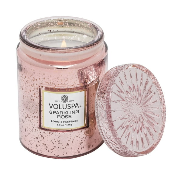Voluspa Sparkling Rose Small Glass Jar Candle 5.5 oz