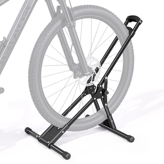 KFFKFF Foldable Freestanding Bike Storage Rack, Carbon Steel Bicycle Floor Stand, Compatible with 20-29 in Wheels, No Drilling Required, Perfect for Garage, Apartment, or Home, Black