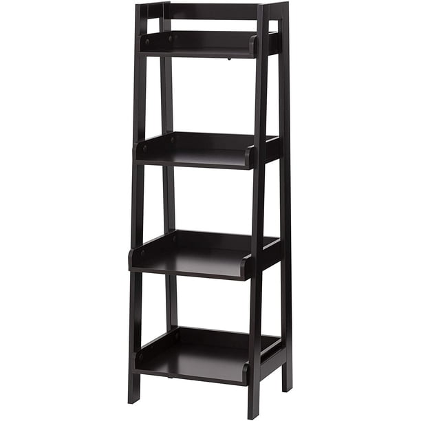 UTEX 4-Tier Ladder Shelf,Bathroom Open Wood Shelving Unit (Espresso ...
