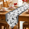 thumbnail image 2 of Black Floral Table Runner Linen Burlap Table Runner 108 Inches Long Retro Flowers Leaves Farmhouse Greek Key Dresser Scarves for Kitchen Island Coffee Dining Room Party Wedding Holiday Decor 13"x108", 2 of 8