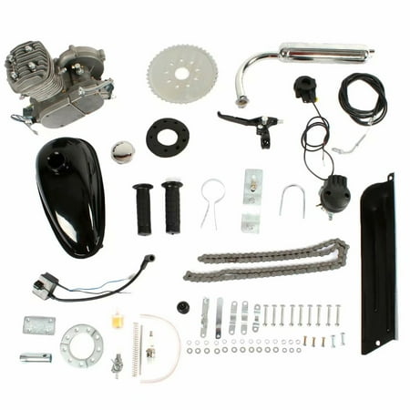 Gas Motor Kit For Bicycle Akoyovwerve 2 Stroke 80cc Bike Bicycle Petrol Gas Engine Motor Kit DIY Motorized Bike, Silver ()