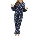 thumbnail image 4 of Defitshape Women's Family Fuzzy Flannel Fleece Onesie Pajamas Lounging Loose Fit Classic Onesies Royal Blue Small, 4 of 5