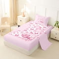 thumbnail image 2 of Erosebridal Bow Letter E Twin Sheet Sets for Girls, Pink Initial Ribbon Bedding, 3-Piece, 2 of 6