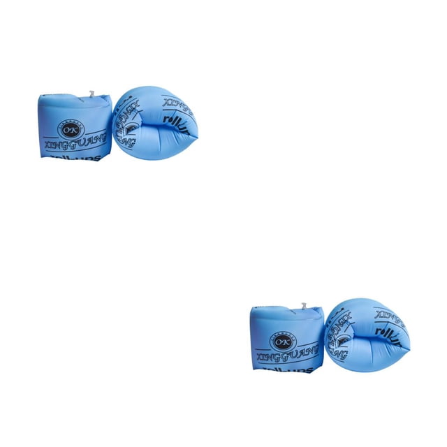 QualitChoice 2 Pieces Inflatable PVC Swim Belts Adjustable Arm Bands Tube Armlets Children Teenagers Pool Training Equipment Blue 2Set