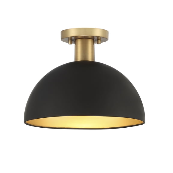 Trade Winds Hazel 1-Light Ceiling Light in Matte Black with Natural Brass