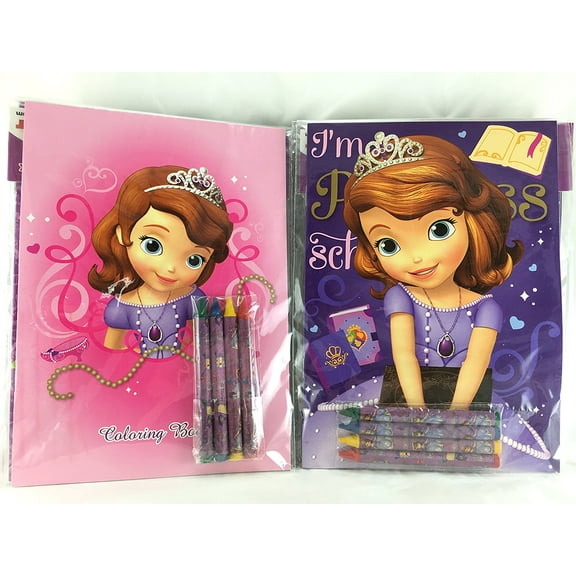 Party Favors Sofia Coloring Book & Crayon Set 12 Pack ( Assorted Style)