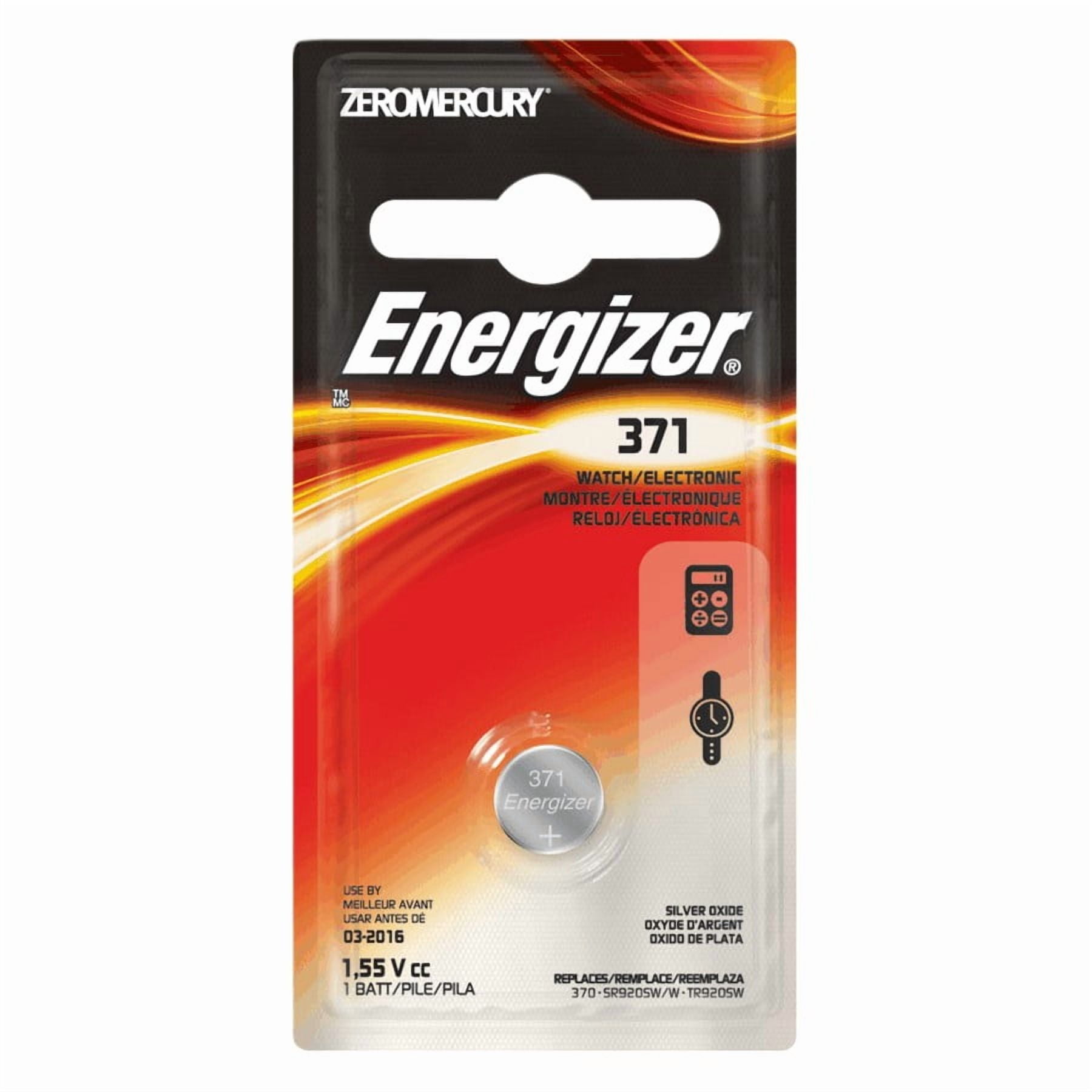 Energizer 371 Silver Oxide Button Battery, Pack, Silver Oxide - Main Image